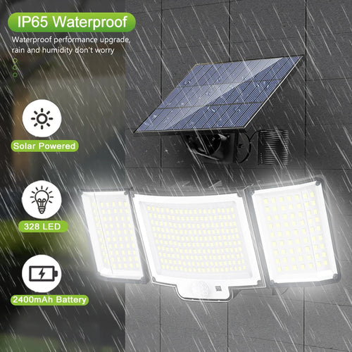 348LED Solar Lamp Outdoor Security Light with Motion Sensor Waterproof 126/328LED Powerful Spotlight Solar for Garden Garage