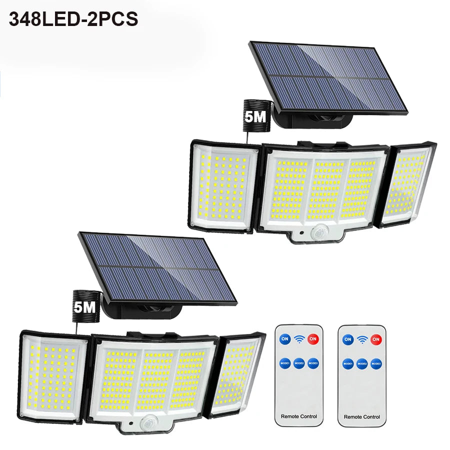 348LED Solar Lamp Outdoor Security Light with Motion Sensor Waterproof 126/328LED Powerful Spotlight Solar for Garden Garage