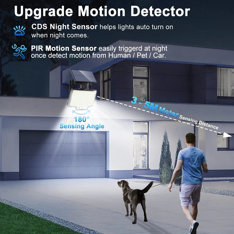 348LED Solar Lamp Outdoor Security Light with Motion Sensor Waterproof 126/328LED Powerful Spotlight Solar for Garden Garage